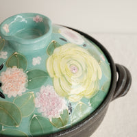Setoware Flower Donabe Claypot - Size 8
