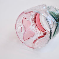 Edo Kiriko Whisky Glass Rock Glass "Butterfly" Green/Red by Junichi Nabetani, Master of traditional crafts
