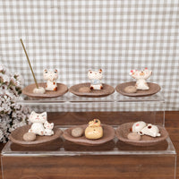 Japanese Clay Animals Incense Holder - Cat Collection
