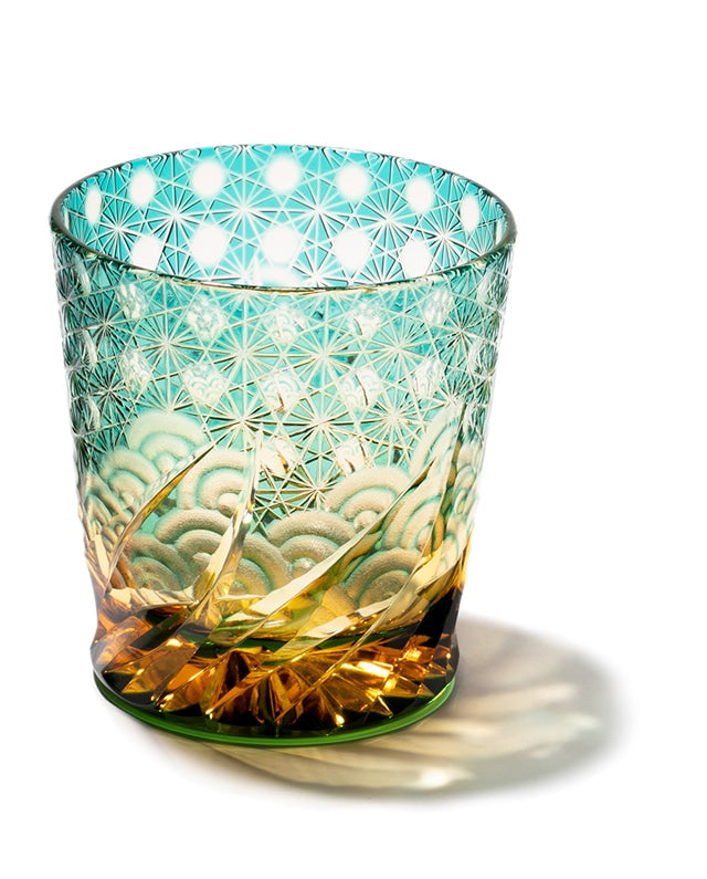 Harisho Yamada Glass - 漣-sazanami Whiskey Crystal Glass - Green