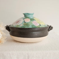Setoware Flower Donabe Claypot - Size 8