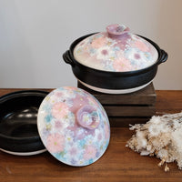 Setoware Flower Donabe Claypot - Purple