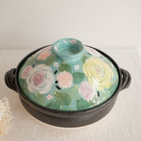 Setoware Flower Donabe Claypot - Size 8