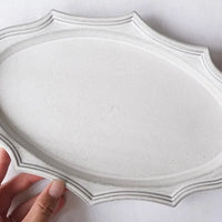 Mashiko Pottery Yoshizawa White Flower Shaped Long Plate