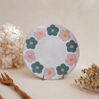 Kei Mitsumochi ミツ持啓 Pink & Lake Blue Flower Mug and Saucer KM49