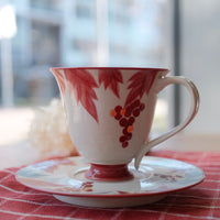 SiShuang Red Grape Coffee Cup w Saucer Set