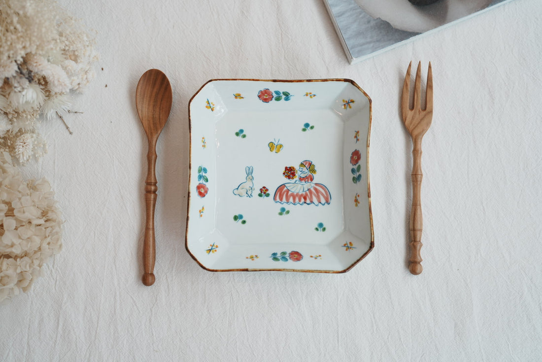 TATA Pottery Studio 田中大輝 & 田边桂- Porcelain Square Plate TP12