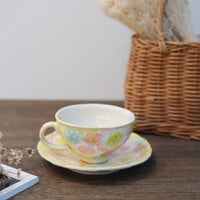 Seto Ware Flower Coffee Cup With Saucer