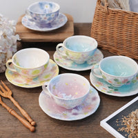 Seto Ware Flower Coffee Cup With Saucer