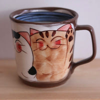 Hasami ware Friendly Cats Mug