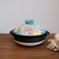 Setoware Flower Donabe Claypot - Sky