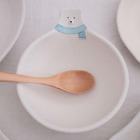 Mashiko Pottery Yoshizawa Polar Bear with Scarf Bowl