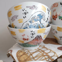 夕立窯 Fully Handmade Ramen Bowl - Mt. Fuji & Great Wave off Kanagawa