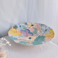 Seto Ware Flower Turquoise Pasta Plate