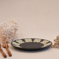 Kei Mitsumochi ミツ持啓 Green Flower Rim Large Round Plate  KM38