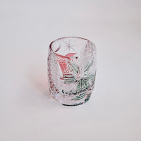 Edo Kiriko Whisky Glass Rock Glass "Buttfly with Flower" Green/Red by Junichi Nabetani, Master of traditional crafts