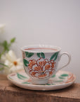 Seto Ware Flower Coffee Mug and Saucer Set