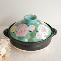 Setoware Flower Donabe Claypot - Size 8