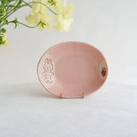 Fumiko Kondo 近藤布美子 - Pink Rabbit Oval Deep Plate FK34