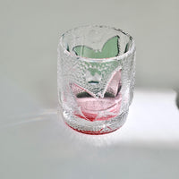 Edo Kiriko Whisky Glass Rock Glass "Butterfly" Green/Red by Junichi Nabetani, Master of traditional crafts