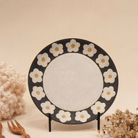 Kei Mitsumochi ミツ持啓 Floral Black Rim Round Plate - 21.5cm Large KM32