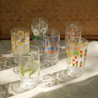 Aderia Glass Retro Tumbler - Daisy