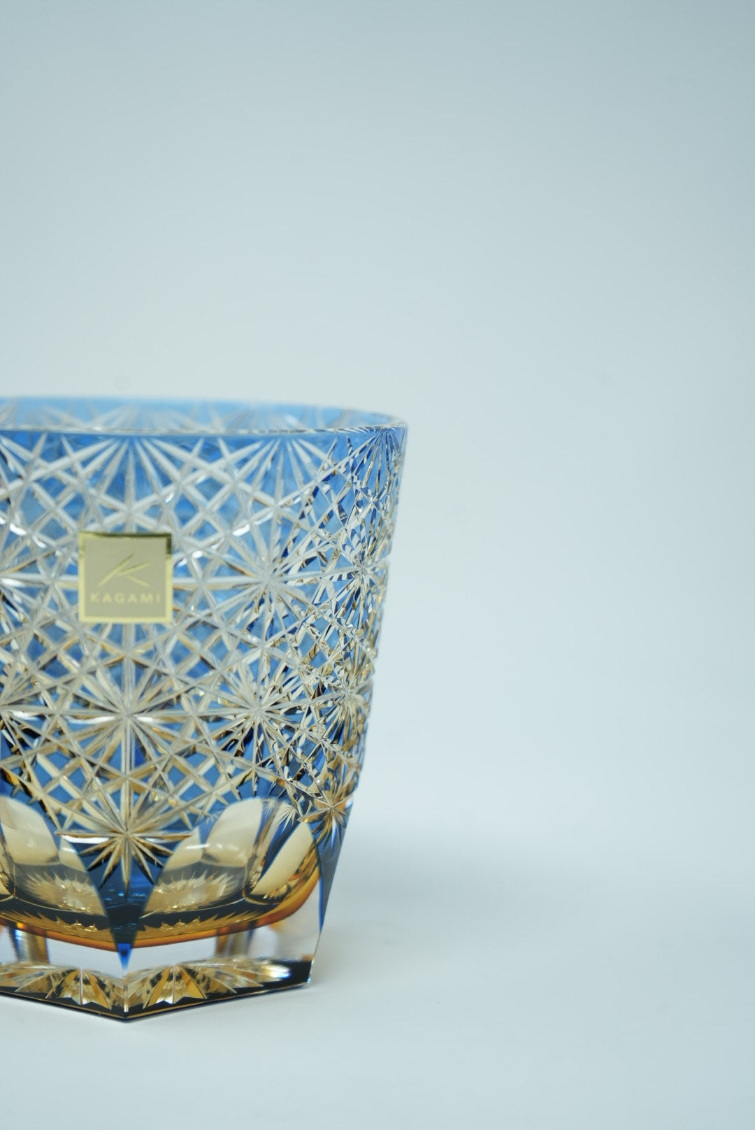 Kagami Crystal - Whisky Glass, Edo Kiriko Kasaneirome &quot;Ogiku (chrysanthemum in abundance)&quot; by Junichi Nabetani