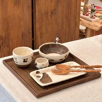 Non-Slip Surface Natural Wood Serving Tray
