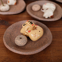 Japanese Clay Animals Incense Holder - Cat Collection