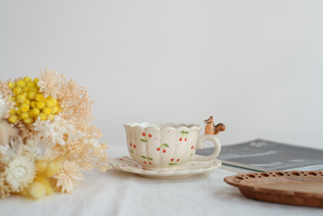 Sugar Poppo Mug with Saucer - Cherry SP18