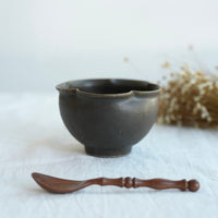 Hirokazu Furutani 古谷浩一 - Dark Brown Flower Shaped 12cm Bowl HF02