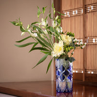 Kagami Crystal - Flower Vase, Edo Kiriko “Hishi-Yotsu-Hana”