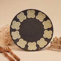 Kei Mitsumochi ミツ持啓 Green Flower Rim Large Round Plate  KM38