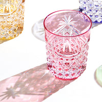 Kagami Crystal - A Pair of Whiskey Glasses, Edo Kiriko “Drape & Tetragonal Basket Weave”