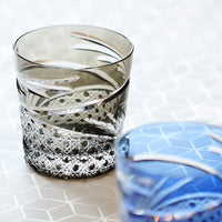 Kagami Crystal - Whiskey Glass, Edo Kiriko “Mai”- Black