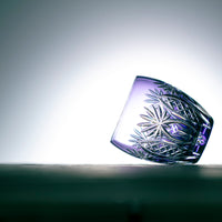 Kagami Crystal - Whiskey Glass, Edo Kiriko “Bamboo Fence & Star” - Purple