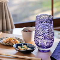 Kagami Crystal - Tumbler, Edo Kiriko “Asanoha” or “Hemp Leaves”