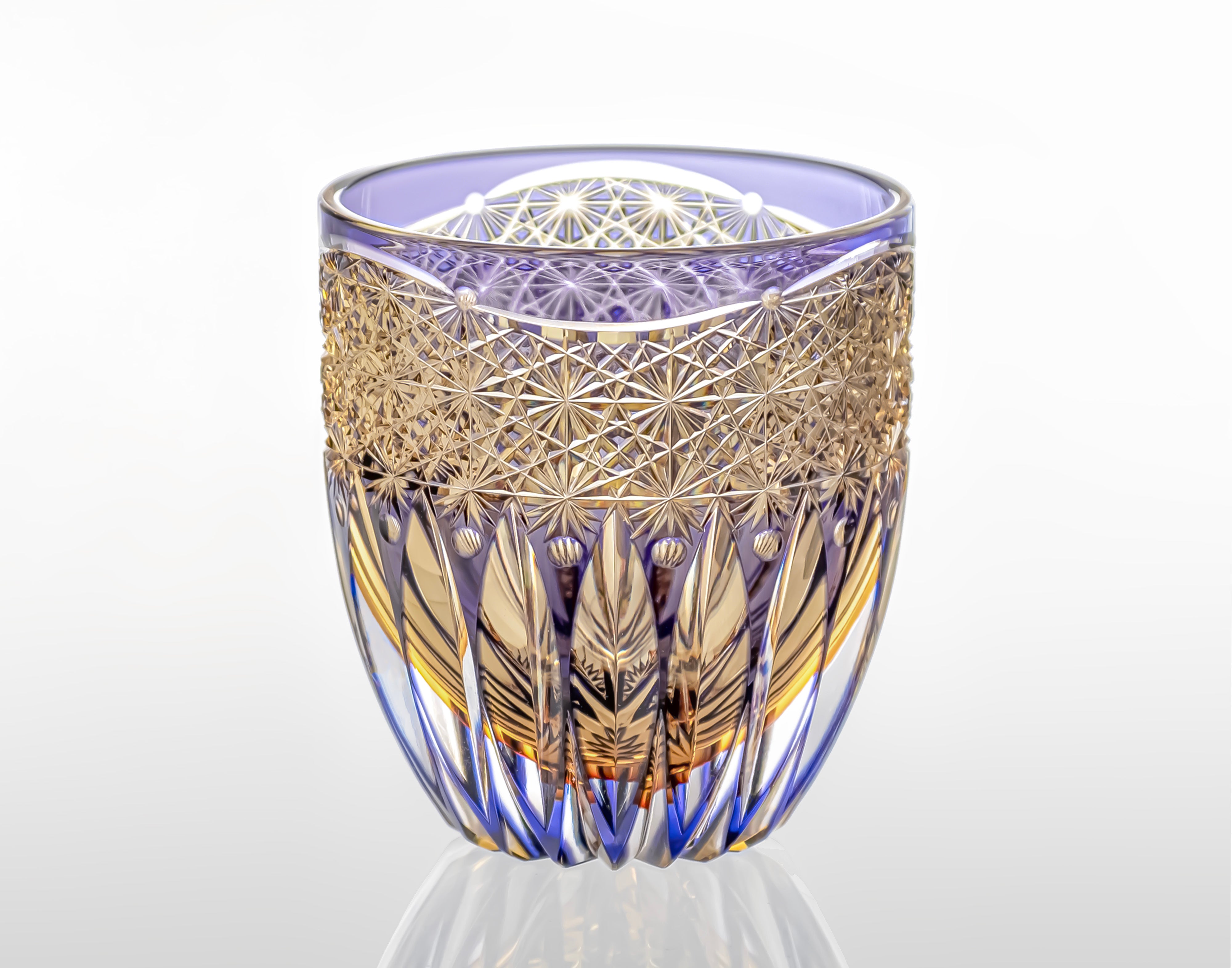 Kagami Crystal - Whiskey Glass, Edo Kiriko Kasaneirome “Hana