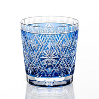 Kagami Crystal - Whiskey Glass, Edo Kiriko “Hishibana” Blue By Hideaki Shinozaki, Master of traditional crafts