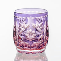 Kagami Crystal - Whiskey Glass, Edo Kiriko Kasaneirome “Hana Temari” By Hideaki Shinozaki, Master of traditional crafts