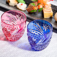 Kagami Crystal - A pair of Sake Glasses, Edo Kiriko “Seibo (starry sky)”