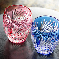 Kagami Crystal - A pair of Whisky Glasses, Edo Kiriko “Rokkaku (deer antlers)”