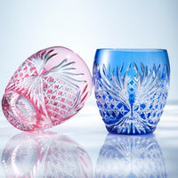 Kagami Crystal - A pair of Whisky Glasses, Edo Kiriko “Rokkaku (deer antlers)”