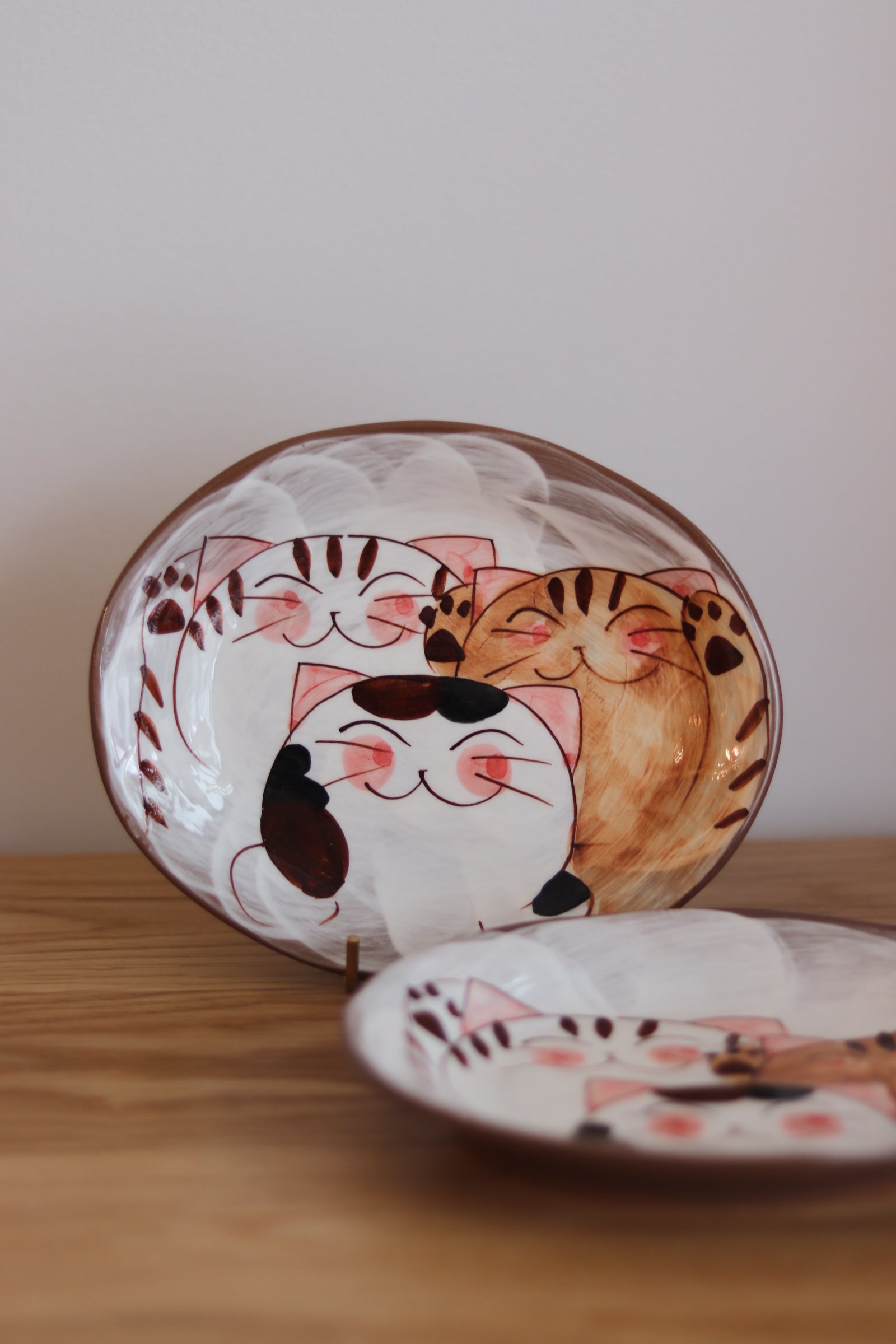Japanese Cat Oval Plate