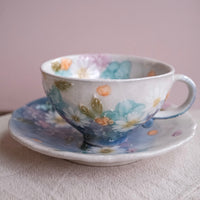 Seto Ware Flower Coffee Cup With Saucer