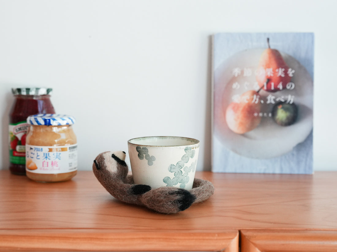 Aya and Yoshiko Wool Felt Animal Coaster -  Raccoon YS10