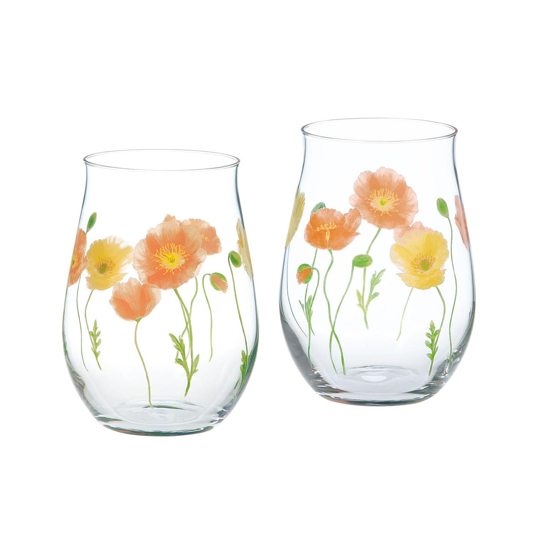 Toyo-Sasaki Hanafumi Flower Glass Cup - Poppy(Gift Set of 2)