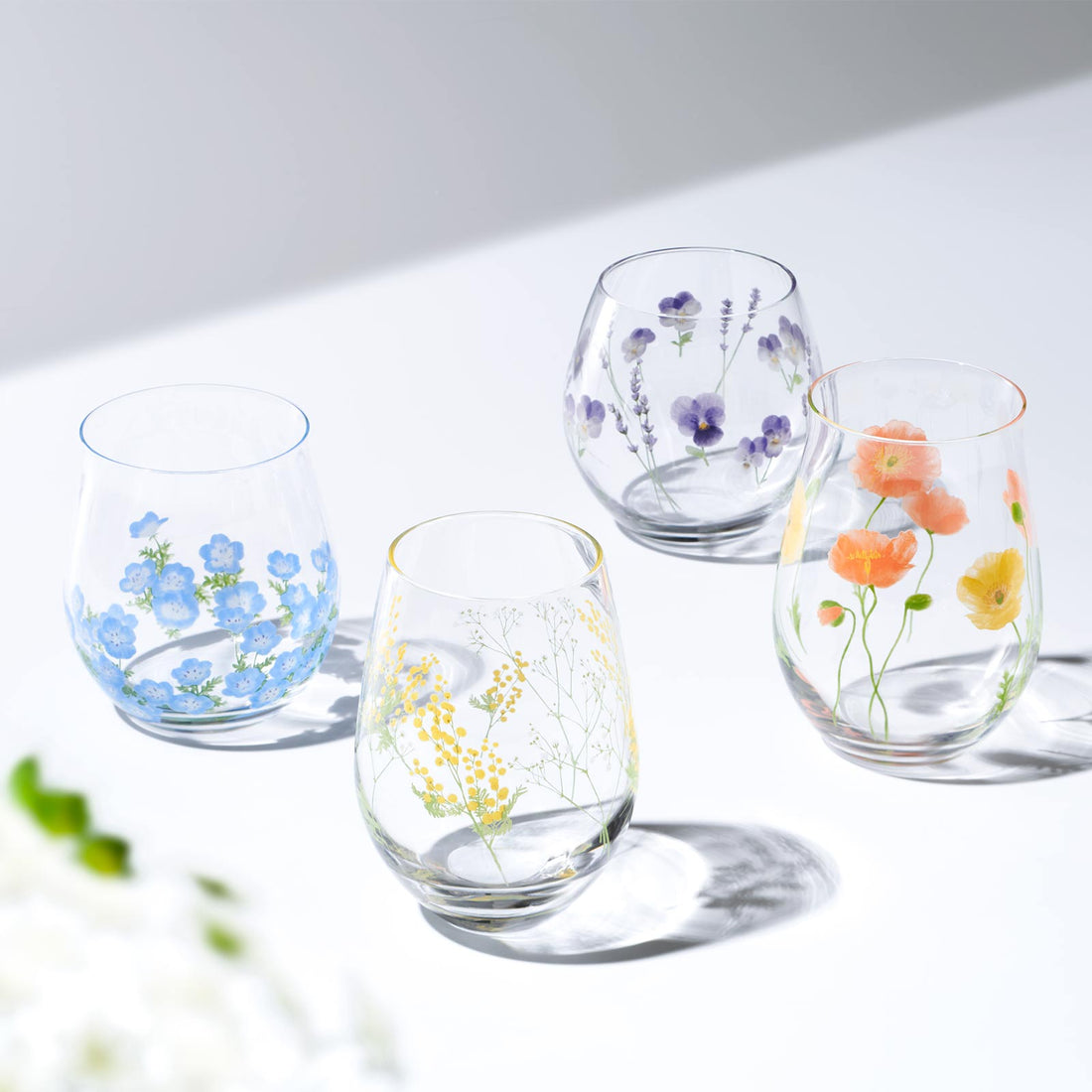 Toyo-Sasaki Hanafumi Flower Glass Cup - Nemophila (Gift Set of 2)
