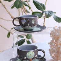 Akemi Nakamura 中村明美 Flower Round Mug with Saucer AN05