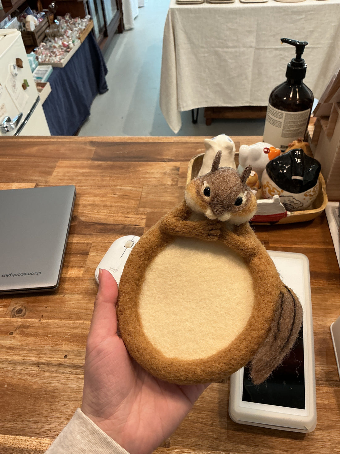 Aya and Yoshiko Wool Felt Animal Coaster -  Chipmunk YS09